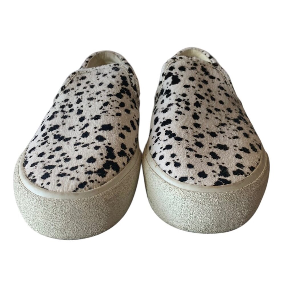 MADEWELL White + Black Slip-On Paint Splatter Calf Hair Women's Sneakers Size 8M - Picture 6 of 9